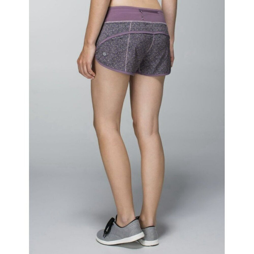 Lululemon Run: Speed Short *4-way Stretch Dottie Mum Deep Coal Mauvelous Size 4